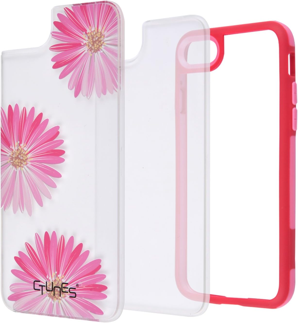 CTUNES iPhone 8 Case,iPhone 7 Cases,Hard Back Plate TPU Bumper Case,Shock Absorbing Slim Non-Slip Protective Cell Phone Cases for Apple iPhone 7/8-Rose Red Frame Flower