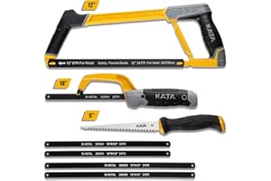 KATA Hacksaw Frame Set, 12" Hacksaw Frame, 10'' Mini Hacksaw and Drywall Saw/Jab Saw, Including 4pc Extra Flexible Bi-Metal H