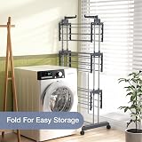Trintion 3 Tier Adjustable Clothes Drying Rack with Casters & Wings view 3