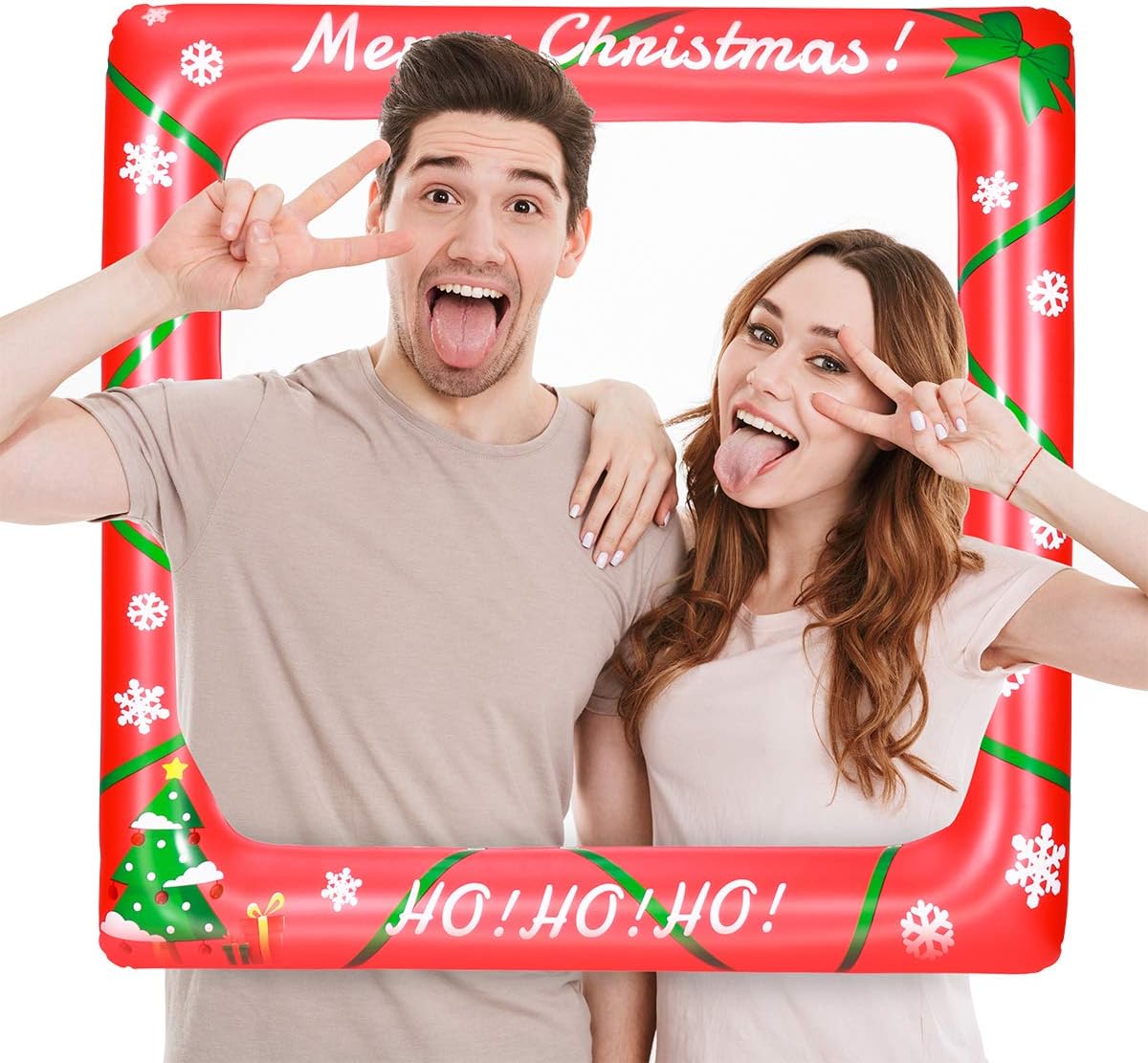 Amosfun Inflatable Selfie Frame Christmas Frame Photo Prop for Bridal Shower Baby Shower Christmas Party (71cmx71cm)