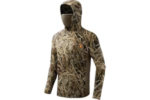 Palmyth Hunting Hoodie with Mask for Men Long Sleeve Sun Protection UV UPF 50+ Camo Fishing Shirts