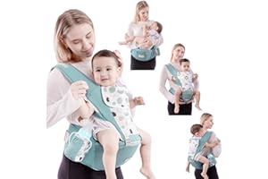 Baby Carrier Hip Seat Waist Stool For Newborn to Toddler with Adjustable Strap, Storage Pocket and Drool Bibs, Comfort Mesh f