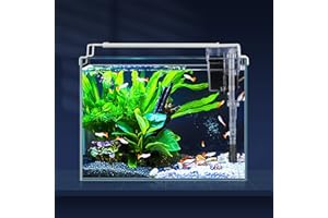 LAQUAL Rimless Glass Aquarium Starter Kit (3 Gal), Ultra Clear Low Iron Glass Fish Tank Set, Small Beta Fish Tank & Filter with Surface Skimmer & 3-Mode LED Light