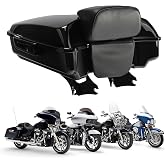TCT-MOTORPARTS Chopped Tour Trunk Pack for Harley Touring 2014-2025 | Vivid Black ABS Trunk w/ Backrest Pad &amp; Detachable Mount Rack - Fits Road King, Street Glide, Road Glide, Electra Glide