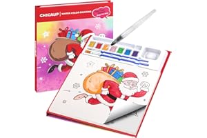 CHICAUP Christmas Paint with Water Coloring Books for Kids, Xmas Season Watercolor Painting Kit Painting Activity for Kids Ages 3-5 4-8, Mess Free Arts Crafts Drawing Gift Toy for Boy Girl