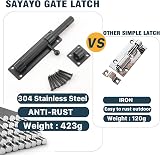 Sayayo Heavy Duty Slide Gate Latch Bolt 180mm SUS304 Matte Black view 5