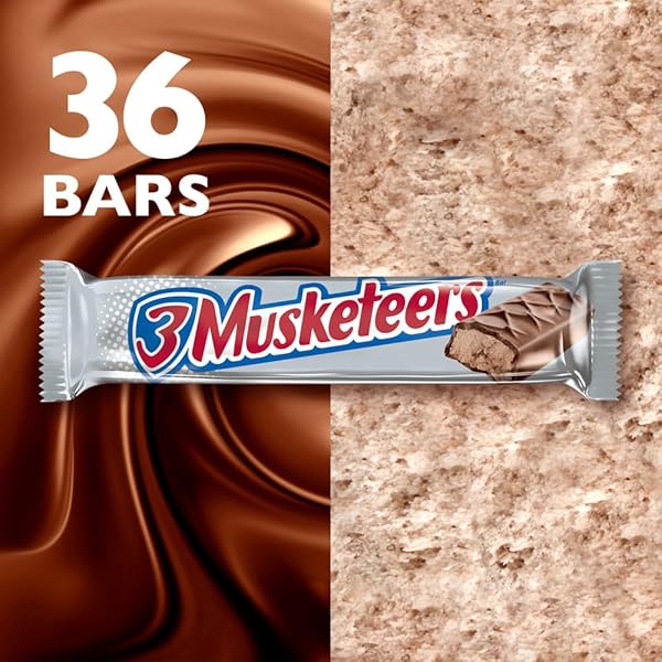 3 MUSKETEERS MILK CHOCOLATE CANDY BARS – FULL SIZE CHOCOLATE BARS, 1.92 OZ CANDY BAR (PACK OF 36) BULK BOX
