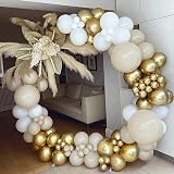 Netnology White Gold Balloons Arch Kit 185pcs Nude White Gold Decor view 3