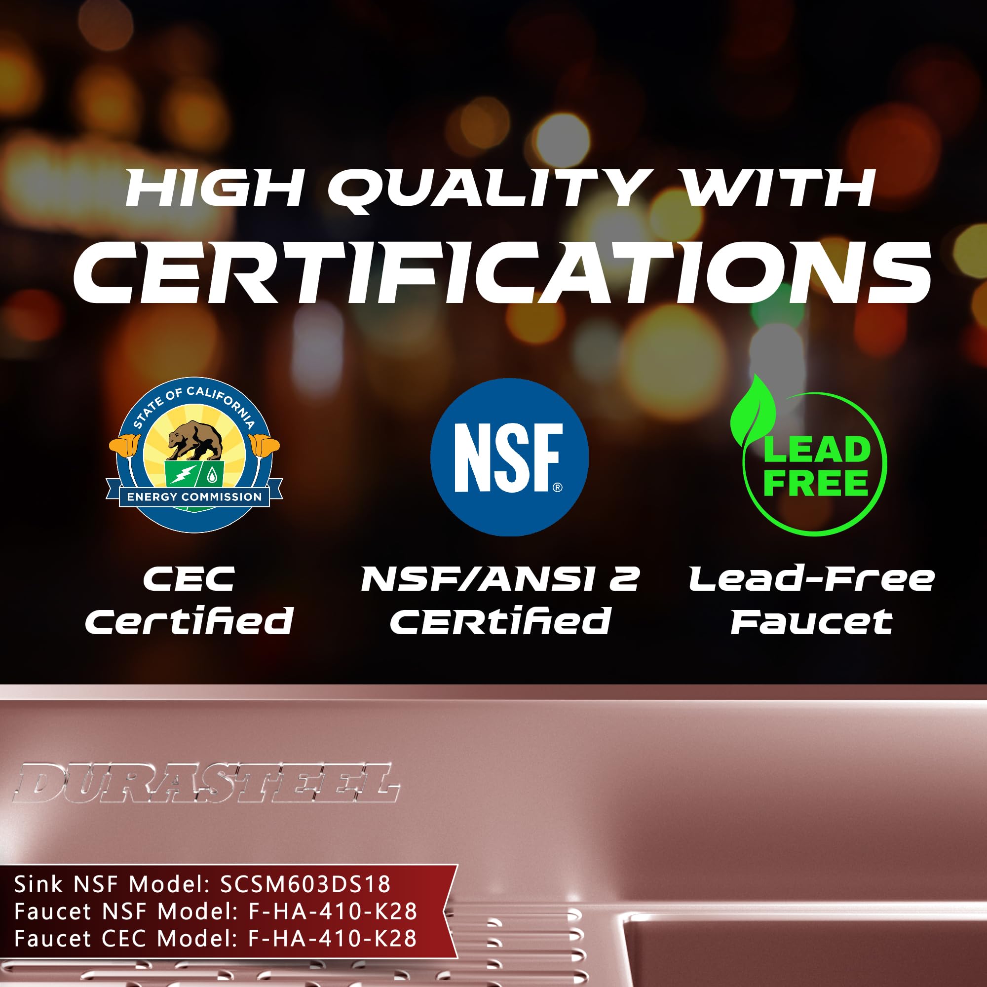 DuraSteel 3 Compartment Underbar Sink 10" L X 14" W X 10" D