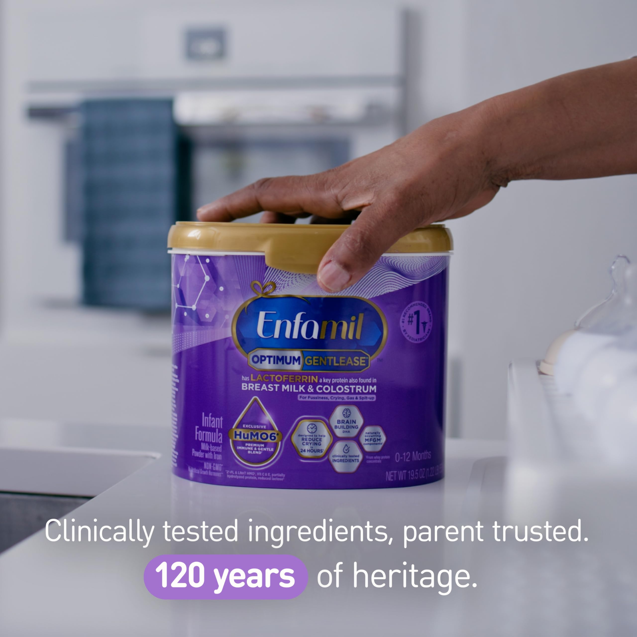 Enfamil Optimum (Enspire) Gentlease, Our Closest Formula to Breast Milk, Immune-Supporting Lactoferrin and Brain-Supporting DHA Baby Formula - Powder 19.5 Oz Tub