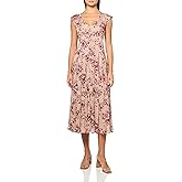 Lucky Brand Womens Cinched Pleated Button Down Midi Dress