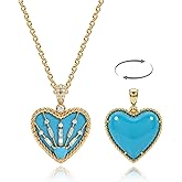 Fettero Gold Heart Necklace for Women, 14K Gold Plated Charm Necklaces for Women Double Sided Love Heart Pendant Gold Necklace for Mom Wife Valentines' Day Jewelry