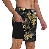 feelacle Mens Swim Trunks 9" Inseam Board Shorts Beach Swimwear Bathing Suit with Compression Lined and Pockets