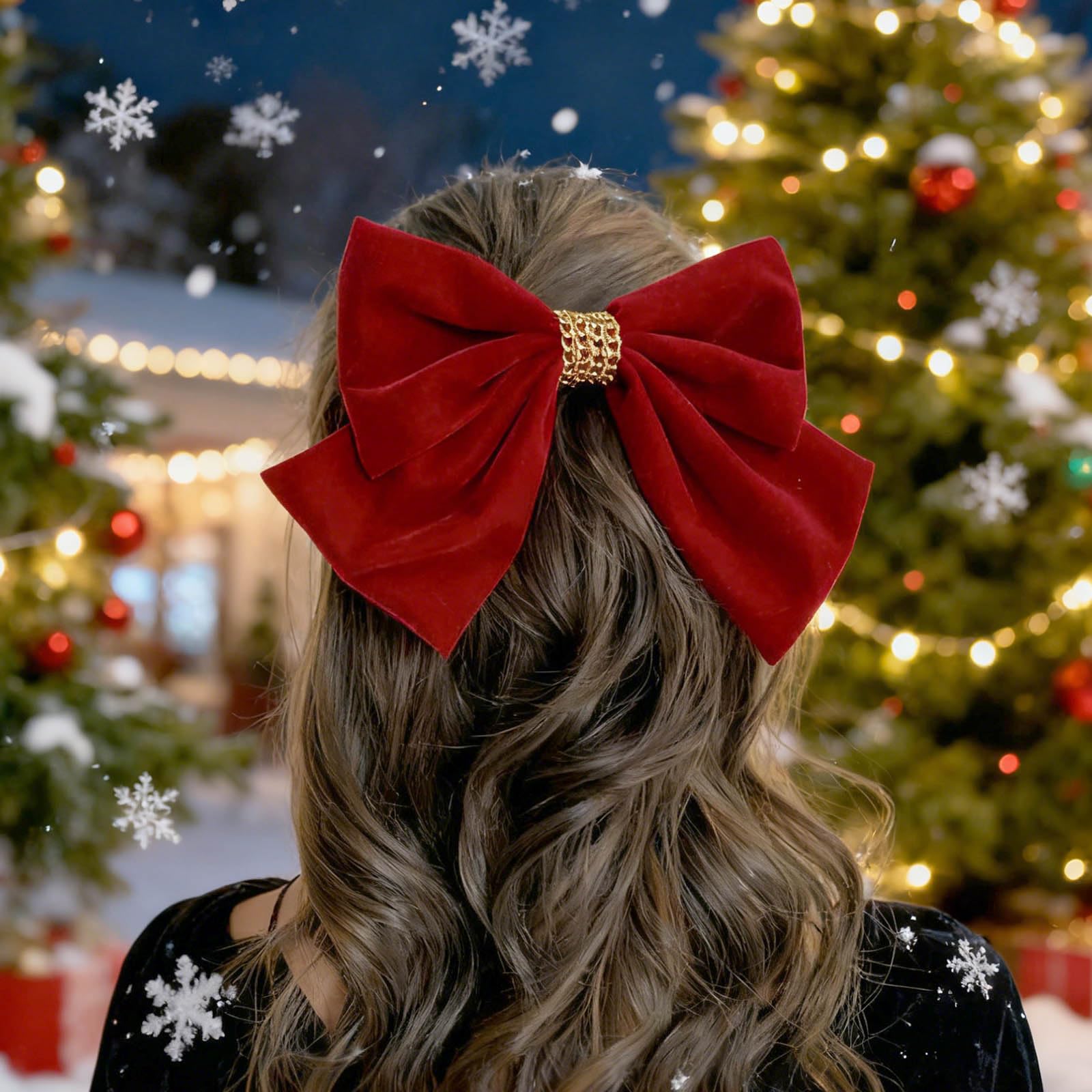 Wedding Large Velvet Hair Bow Red Big Satin Clip Ribbon French Barrette Bowknot Cute Hair Accessory for Women Christmas Party Prom