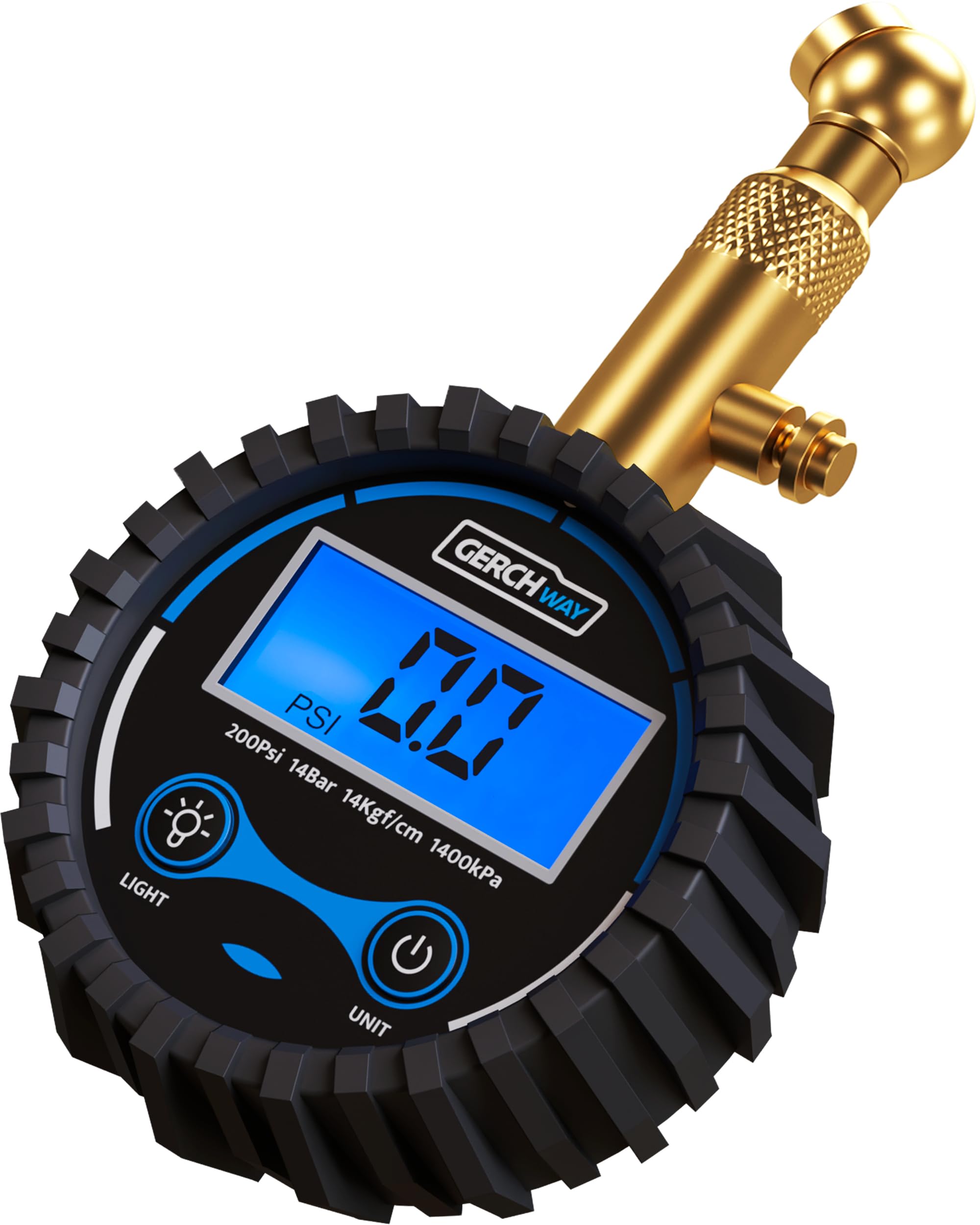 Photo 1 of Digital Tire Pressure Gauge for Cars - Accurate Air Pressure Gauge for Tires with 360° Swivel Chuck - 200 PSI