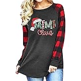 Mimi Claus Christmas Shirt Women Cute Santa Graphic T-Shirt Long Sleeve Raglan Baseball Tee Top