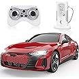 DOUBLE E Audi RS e-tron GT RC Car 1:16 Scale Model New Energy Remote Control Car Automatic Parking Led Lights & Sound Gifts for 6 7 8+ Year Old Boys Girls