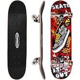 ChromeWheels 31 inch Skateboard Double Kick Skate Board Cruiser Longboard 8 Layer Maple Deck Skateboards for Kids and Beginners