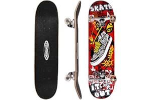 ChromeWheels 31 inch Skateboard Double Kick Skate Board Cruiser Longboard 8 Layer Maple Deck Skateboards for Kids and Beginners
