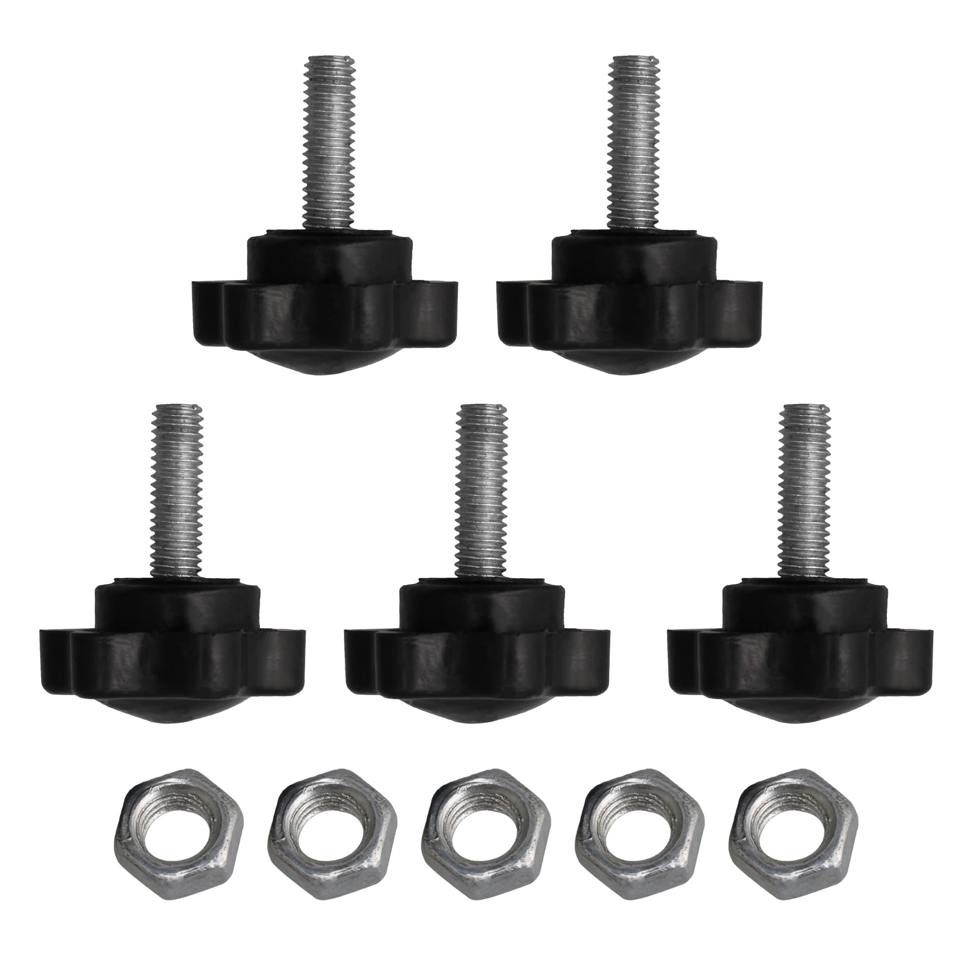 Yibuy 5PCS Music Stand Handle Screw M5x16 Black Silver Ergonomic Tool-Free Installation Durable Plastic Metal Construction for Sheet Music Stands Replacement Hardware for Musicians