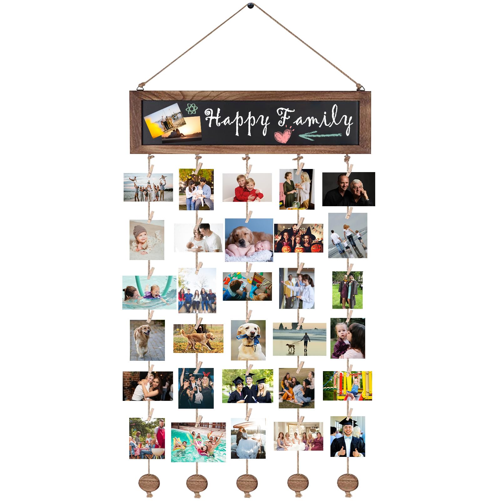 IULONEE Collage Photo Holder Organizer Hanging Display Picture Board DIY Picture Frames Collage Photo Frames Multiple Pictures Hanging Photo Display Wood Picture Frames Collage For Wall