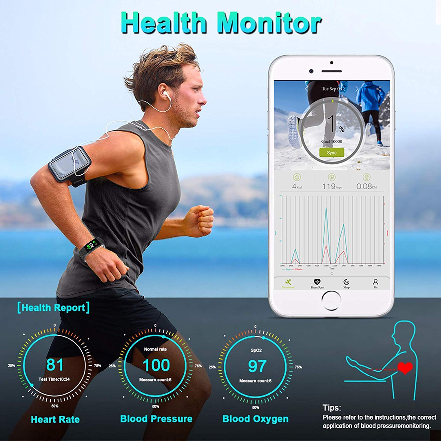 KXCD-TECH Fitness Tracker, Smartwatch with Heart Rate Monitor Waterproof Smart Fitness Watch with Pedometer Sleep Monitor, Show Text Messages, Step Counter Activity Wristband for Kids Women Men