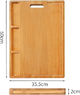 NIUXX Bamboo Cutting Board Extra Large with Compartments & Grooves 50x36x2 cm view 2