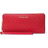 Michael Kors Jet Set Travel Continental, Gold-Tone Hardware/Tonal MK Signature Coated Twill/Crimson Multi