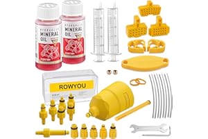 ROWYOU Brake Bleed Kit for SHIMANO, TEKTRO, TRP Hydraulic Disc Brakes, Brake Fluid Bleeder Kit for MTB/Road Bike Brake, with Performance Mineral Oil Brake Fluid 120ml/4oz, Professional Brake Bleed Kit