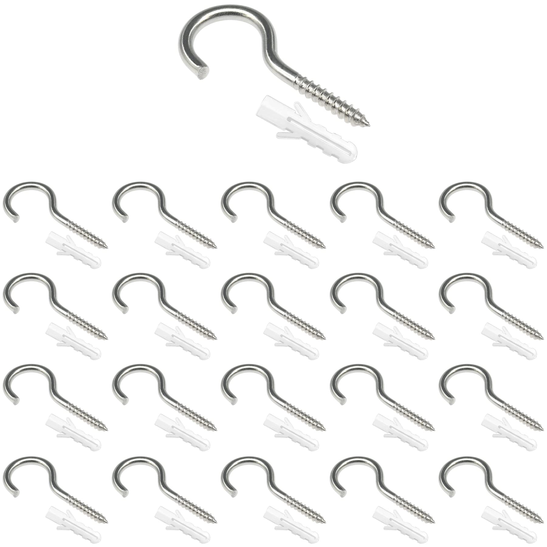 DDHOMIN 20 Pieces Stainless Steel Screw-in Ceiling Cup Screw Hooks (20PCS, M4)