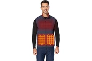 ORORO [Upgraded] Men's 4-Zone Heated Fleece Vest with Heated Collar, Lightweight Heating Vest with Battery