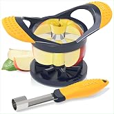 Deiss PRO Apple Slicer &amp; Apple Corer Tool - Sharp Stainless Steel Apple Cutter 8 Slices - Fruit Cutter For Apple, Pear, Peach (Apple Slicer &amp; Apple Corer with base)