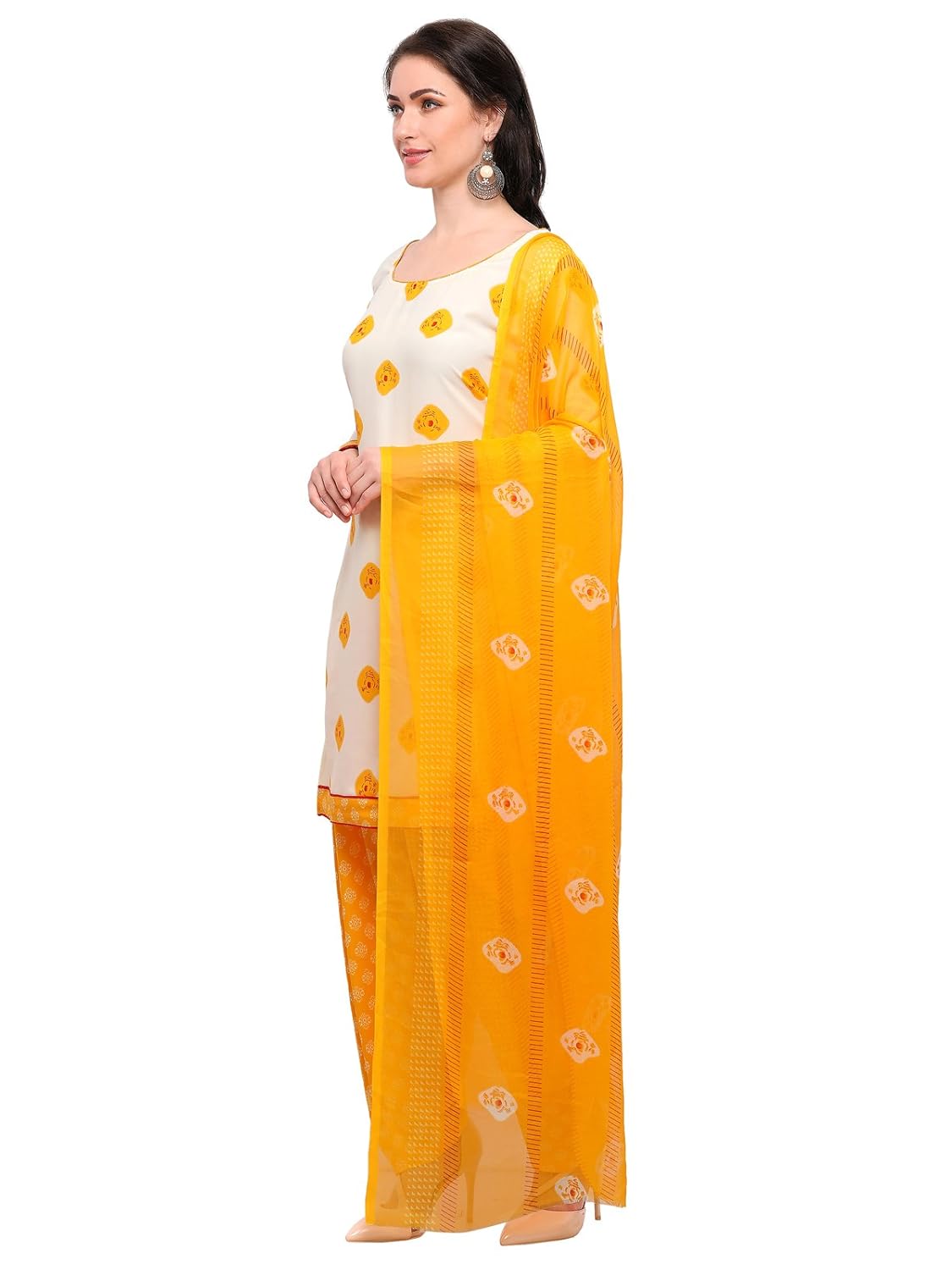 varayu women's crepe unstitched dress material with dupatta