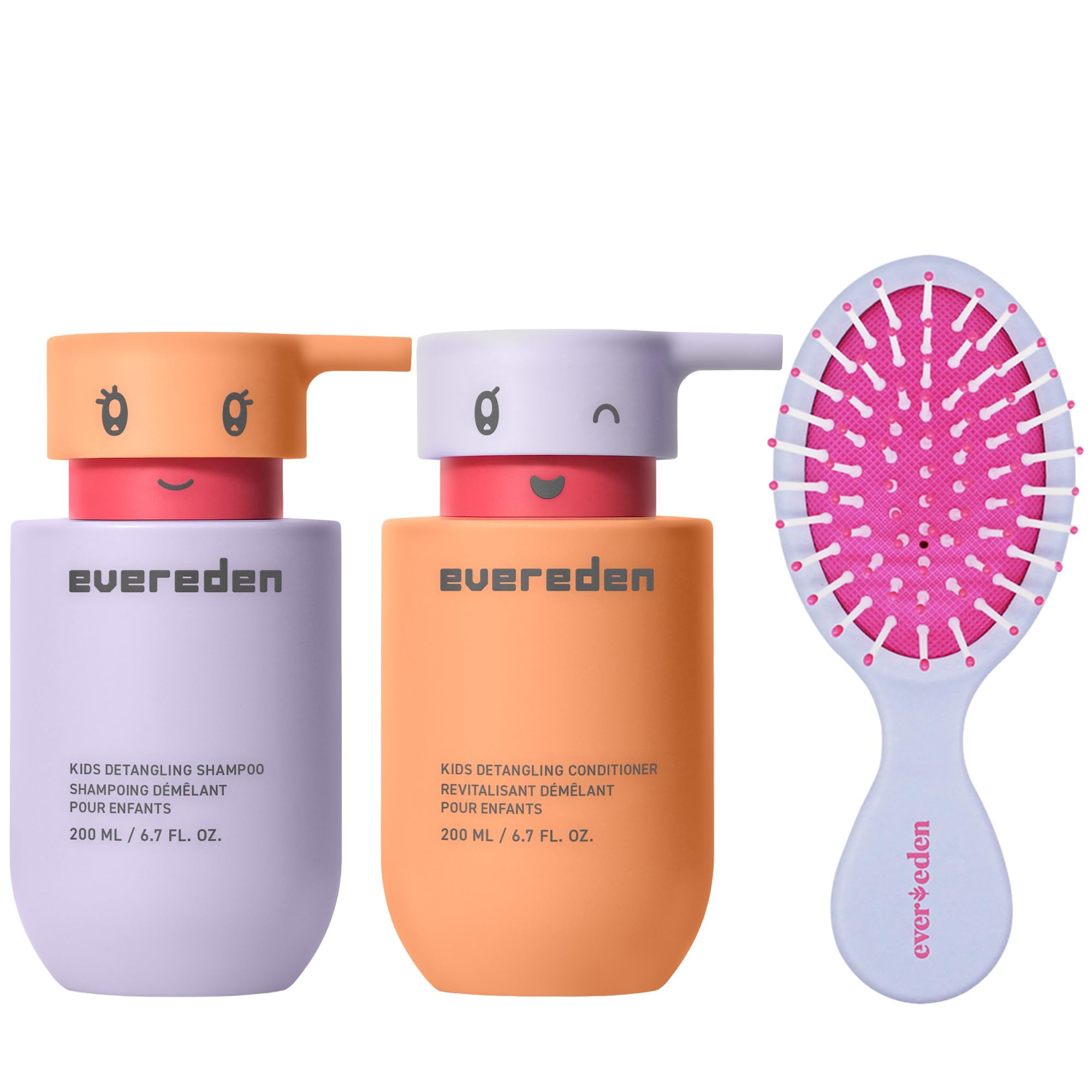 Evereden Happy Hair Duo for Kids: Vegan Kids Shampoo and Conditioner Set with Bonus Gift Brush - The Hair Detangler - Strengthens & Smooths for All Hair Types - Perfect Hair Care Gift Set