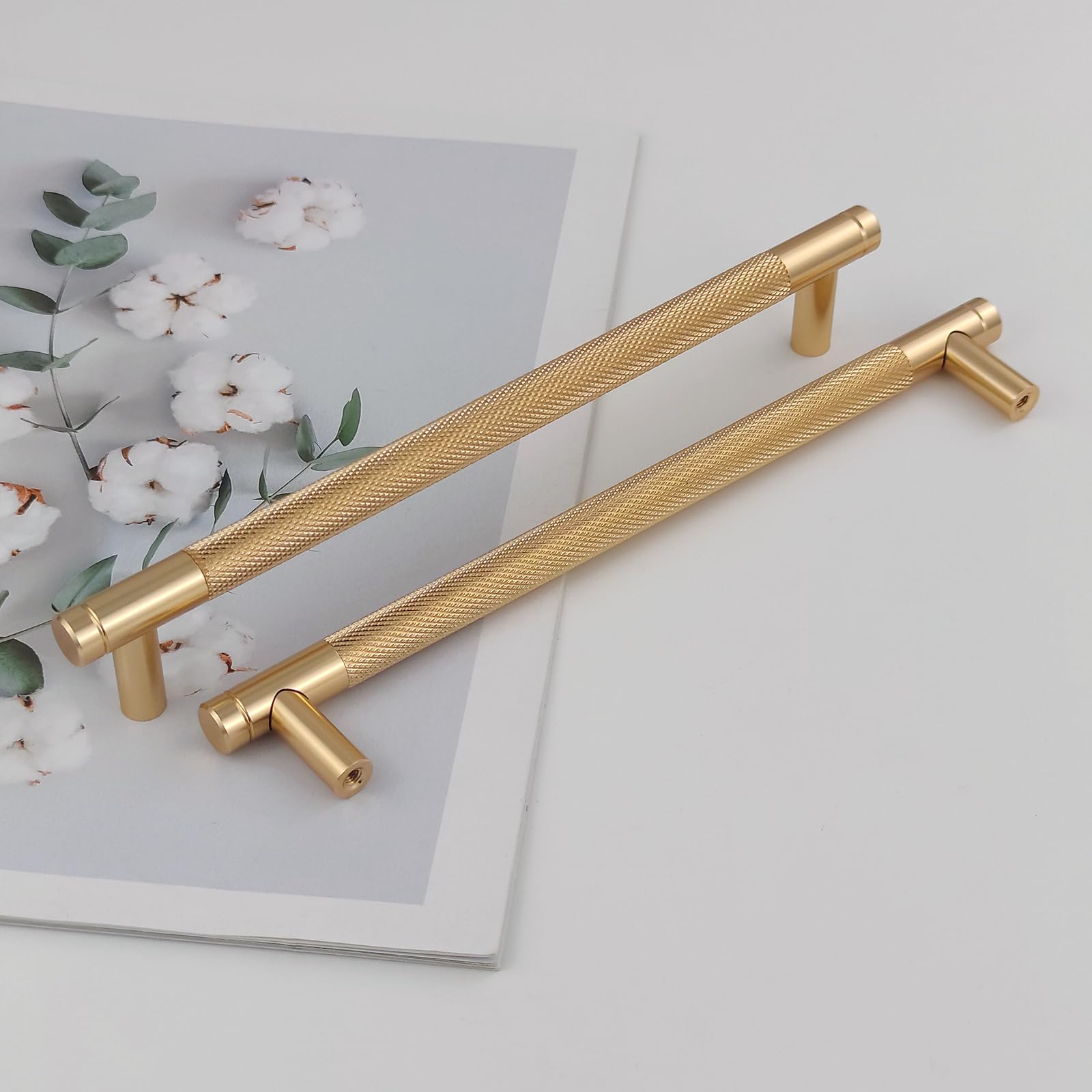 Pexintek 6 Pack Gold Modern Cabinet Handles 192mm Hole Centers Kitchen Bathroom Bedrooms Study Furniture Door Vintage Pulls with Screws for Cupboards Drawer Wardrobe Dresser (Gold) — image 1