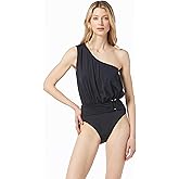 Michael Kors Womens Gathered One Shoulder One Piece