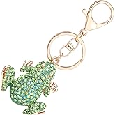 Neptniopllab Frog Keychain,Cute Rhinestone Frog Gift Kawaii Keychain for Women Purse Bag Charms Funny Frog Decor Men Car Key