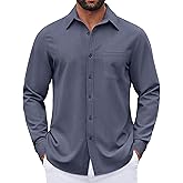 COOFANDY Men's Long Sleeve Button Down Denim Dress Shirt