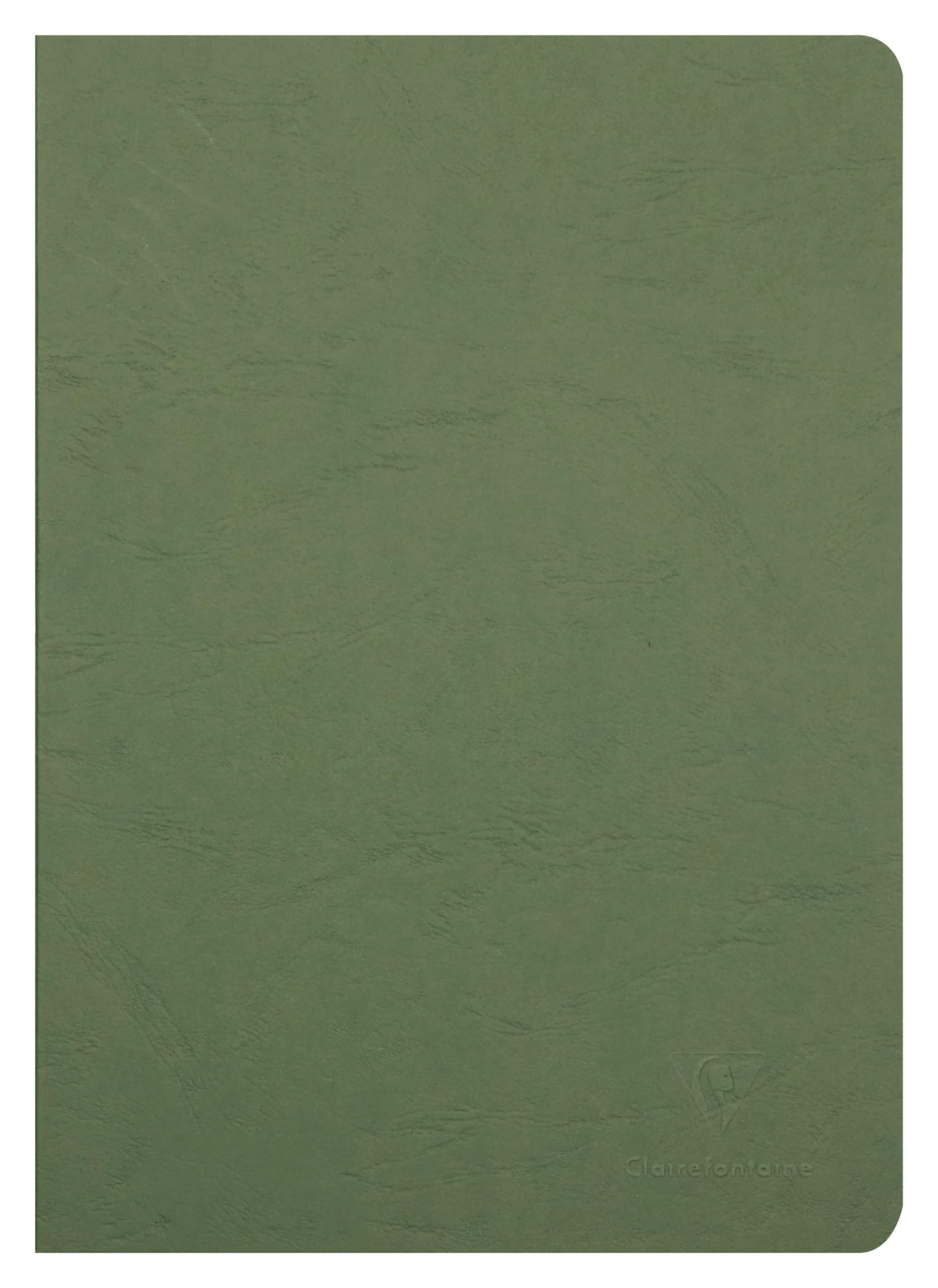 Clairefontaine 733003C Age Bag Collection A Green Stapled Notebook - A4 21x29.7 cm - 96 Plain White Pages - 90 gsm Paper - Leather Grain Glossy Card Cover
