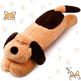 Queekay Dog Body Pillow Stuffed Animals Plush Long Body Pillow for Dogs Large Sleeping Hugging Puppy Cushion Gift for Birthday Party(23.6 Inch,Brown)