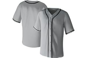 Aizqaoalk Baseball Jersey,Blank Baseball Jerseys for Men Shirts Short Sleeve Hip Hop Sports Casual Button Down Uniforms