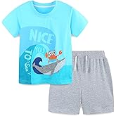 Bumeex Toddler Boy's Cotton Short Sleeve T-Shirt and Short Set 2-7Y