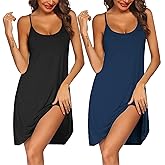 Ekouaer 2 Pack Nightgown for Womens Nightshirt Sleepwear Sleep Tank Chemise Racerback Sleeveless Dress