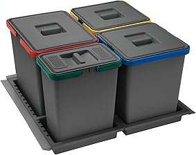 ELLETIPI Metropolis PTC28 06050 2 F C10 PPV - Cubo de Basura de Reciclaje de cajón, Gris, 51 x 46 x 28 cm 