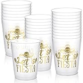 Baderke 24 Pcs Cinco De Mayo Let's Fiesta Plastic Cups 16 oz Reusable Mexican Cups Bulk Day of the Dead Party Favors Mexican Party Decorations for Fiesta Taco Party Supplies Birthday Halloween