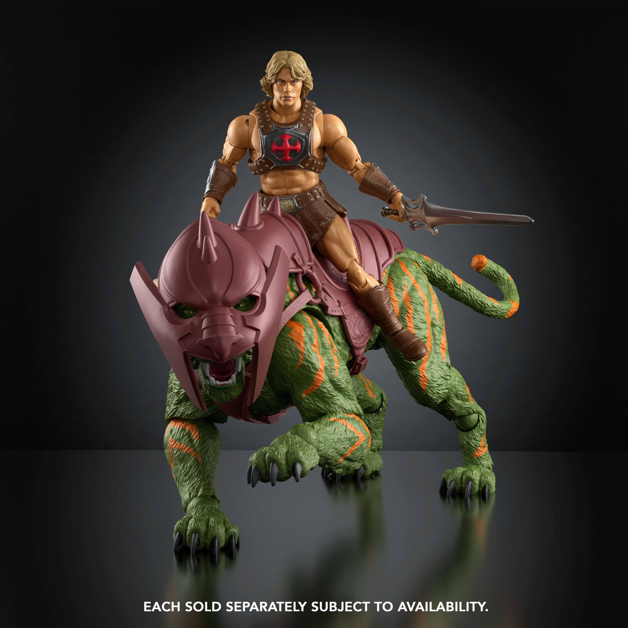 Masters of the Universe Chronicles Actionfigur Battle Cat, Maßstab 1:12, detailgetreu zum Film von 2026, Glasaugen und bewegliches Maul, Tiger mit Sattel und Panzerung, JKJ32 3