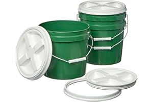Consolidated Plastics 2 Gallon Food Grade Buckets & White Gamma Seal Lid, BPA Free Container Storage, Durable HDPE Pails, Made in USA (3 Pack, Green)