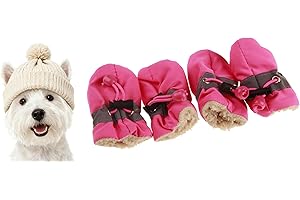 GabeFish Anti Slip Dog Socks Shoes Adjustable Drawstring Boot Paw Protectors for Small Medium Pets Cats Pink/Thick Medium