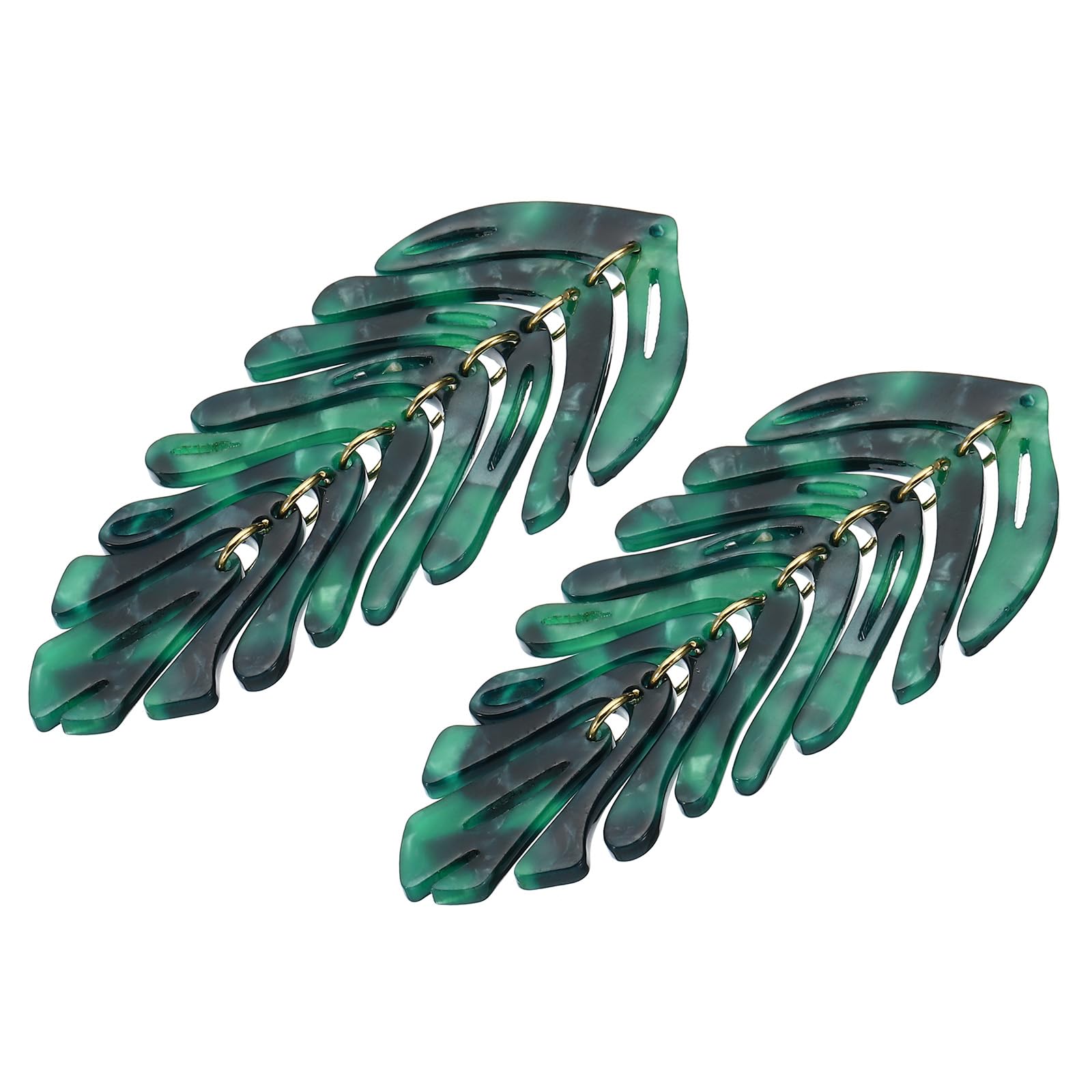 PATIKIL 0.8"/21mm Leaf Pendants, 2 Pack Resin Tree Leaf Beads Bulk Leaves Charm for Jewelry Making Bracelet Necklace Earring Keychain Style 2, Blue Green