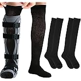 Walking Boot Sock Liner for Cam Walker Boot,Breathable Surgical Cast Sock for Fracture Orthopedic Boot Women and Men 2 Pairs